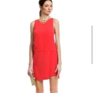 Sachin & Babi Red Sleeveless Drop Waist Faux Wrap Shift Dress Bateau